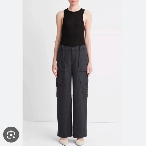 VINCE FLANNEL WIDE LEG RAVER PANT - Picture 3 of 13